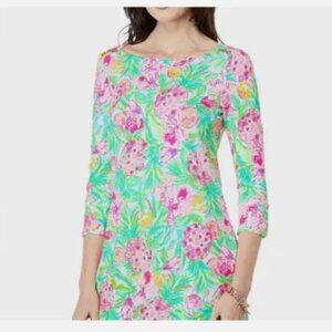 NWT Lilly Pulitzer Sophie SPF 50 Dress Size Small Green Pink Floral